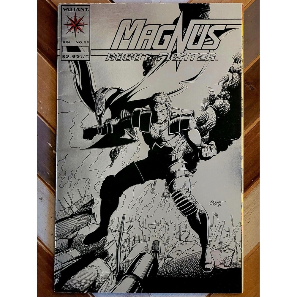 Magnus Robot Fighter #25 Embossed Silver Foil Cover Bob Layton (Valiant 1993) FN